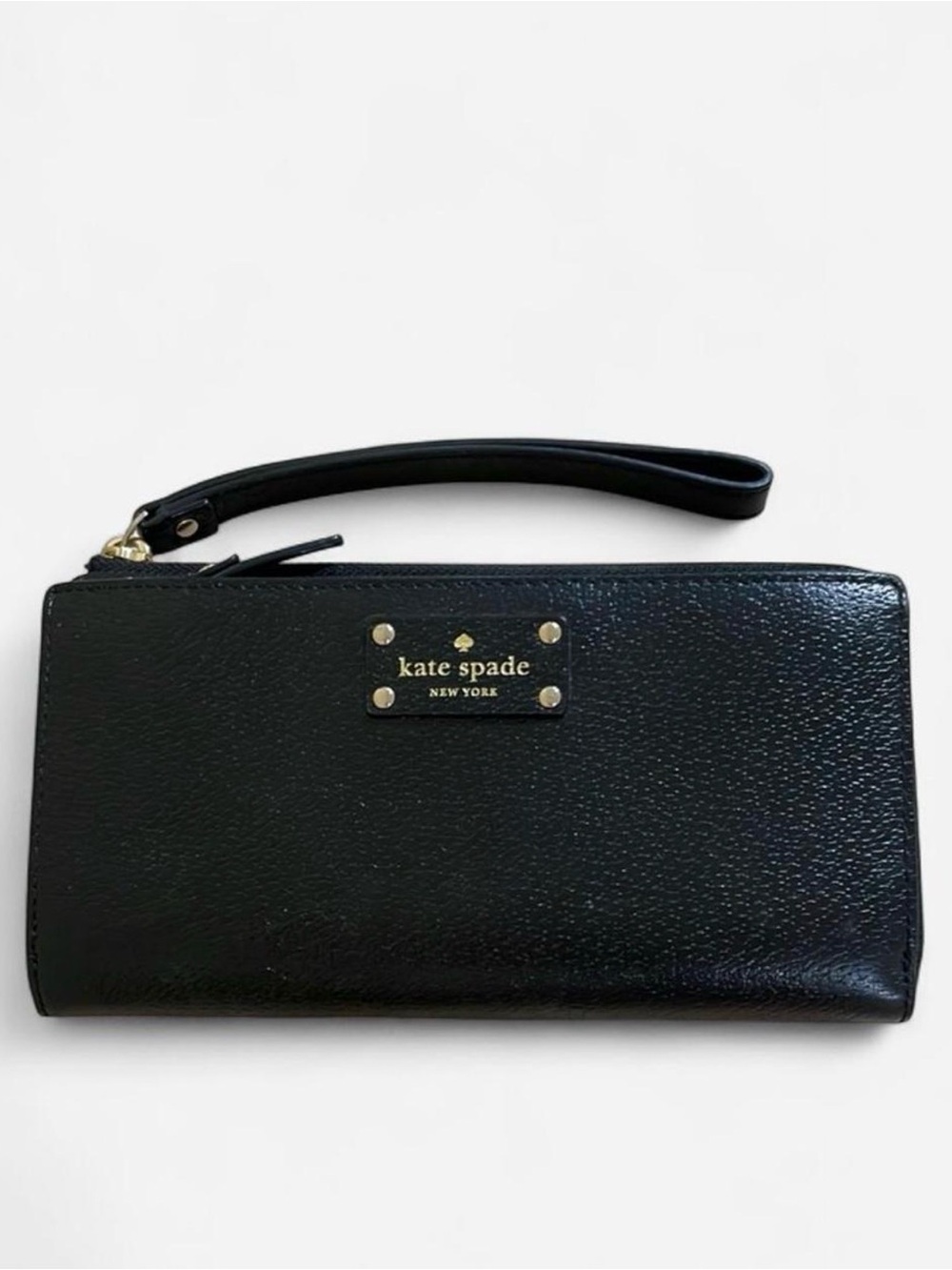kate spade Black Pebbled Leather Wristlet Card Holder